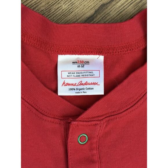 Hanna Andersson Christmas Red Pajama Santa One Piece Union Suit 150 Boy Girl 12 - Picture 3 of 3